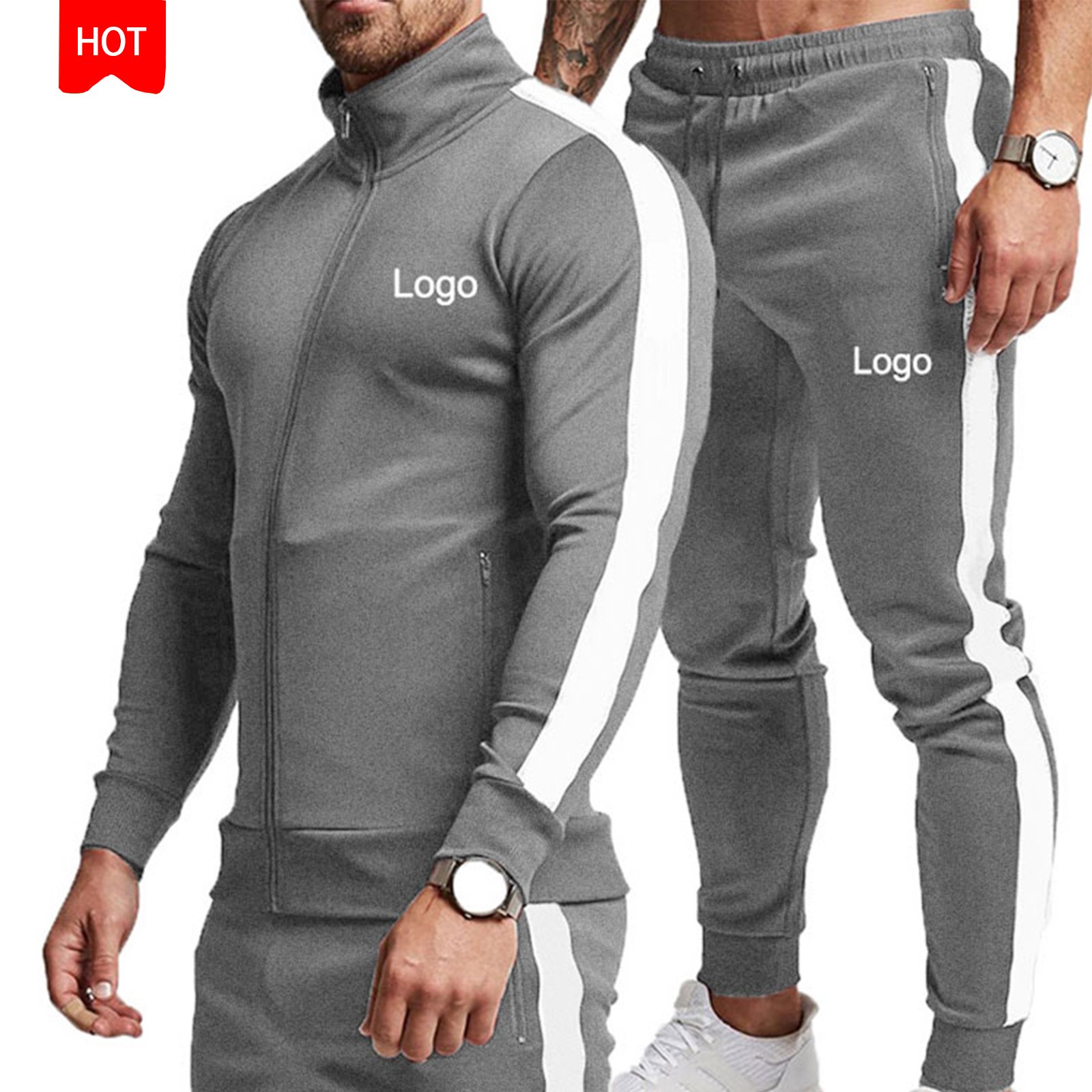 Wholesale Men Tracksuits Custom Logo Sports Gym Mens Jogging Suit