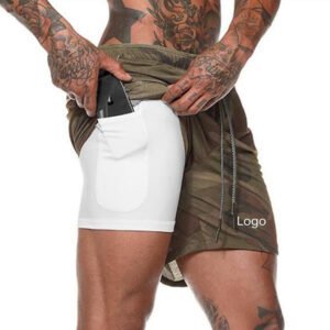 it shows the two-in-one sports shorts for men