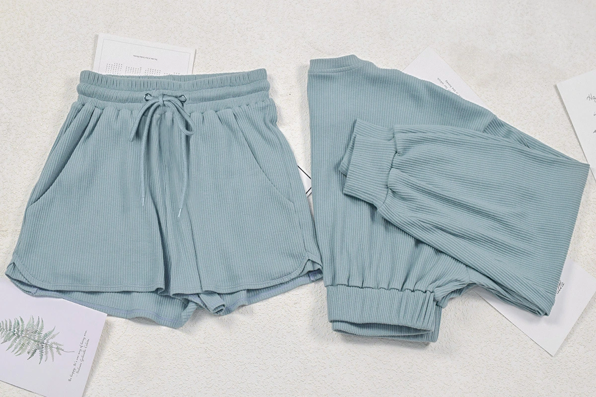 Woman Cotton Long Sleeve Shorts Set